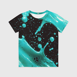 Футболка детская Голубая краска и капли, цвет: 3D-принт