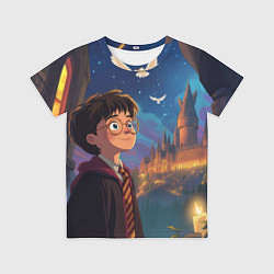 Футболка детская Удивленный Гарри Поттер и сова, цвет: 3D-принт