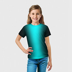 Футболка детская Чёрный и неоновый голубой градиент по центру, цвет: 3D-принт — фото 2
