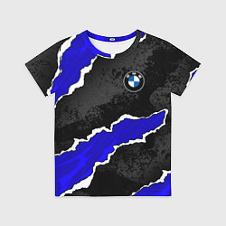 Футболка детская BMW - синие разрывы, цвет: 3D-принт
