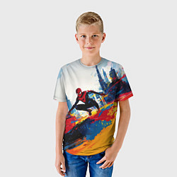 Футболка детская Человек - паук и пролитая краска, цвет: 3D-принт — фото 2