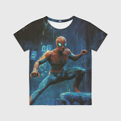 Футболка детская Человек - паук в ночном городе, цвет: 3D-принт