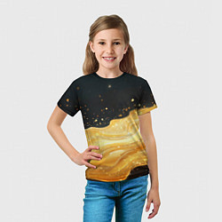 Футболка детская Золотистая материя на черном фоне, цвет: 3D-принт — фото 2