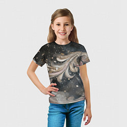 Футболка детская Бежевый объемный узор, цвет: 3D-принт — фото 2