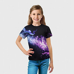 Футболка детская Фиолетово-синяя абстрактная волна, цвет: 3D-принт — фото 2