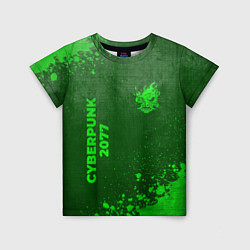 Футболка детская Cyberpunk 2077 - green gradient вертикально, цвет: 3D-принт