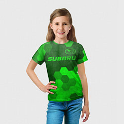 Футболка детская Subaru - green gradient посередине, цвет: 3D-принт — фото 2