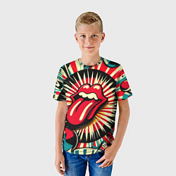 Футболка детская Logo of the Rolling Stones - pop art, цвет: 3D-принт — фото 2