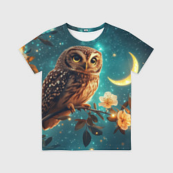 Футболка детская Сова на фоне ночного неба, цвет: 3D-принт