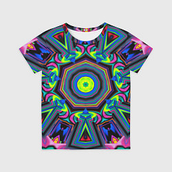 Футболка детская Оптический узор неоновые краски, цвет: 3D-принт