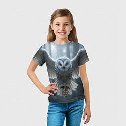 Футболка детская Белая сова в лесу, цвет: 3D-принт — фото 2