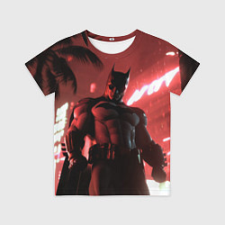 Футболка детская Бэтмен красный ночной город, цвет: 3D-принт