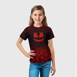 Футболка детская Marshmello red poly, цвет: 3D-принт — фото 2