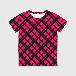 Футболка детская Чёрно-розовый крупная клетка, цвет: 3D-принт
