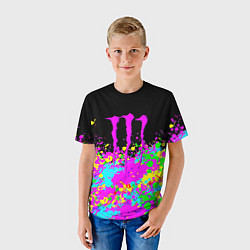 Футболка детская Monster energy краски неоновые, цвет: 3D-принт — фото 2