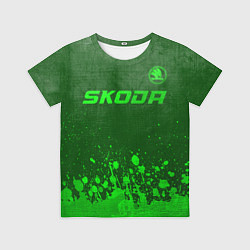 Футболка детская Skoda - green gradient посередине, цвет: 3D-принт