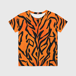 Футболка детская Тигровый огненный паттерн, цвет: 3D-принт