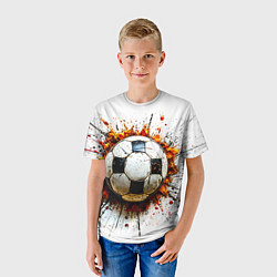 Футболка детская Футбольный мяч на белом, цвет: 3D-принт — фото 2