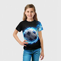 Футболка детская Футбольный мяч в синем пламени, цвет: 3D-принт — фото 2