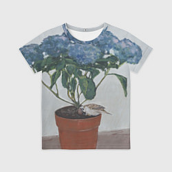 Футболка детская Спящий воробушек на гортензии, цвет: 3D-принт