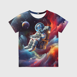 Футболка детская Космонавт далматинец в неоновой галактике, цвет: 3D-принт