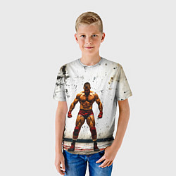 Футболка детская Реслер на белом, цвет: 3D-принт — фото 2