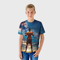 Футболка детская Тайский боксер в космосе, цвет: 3D-принт — фото 2
