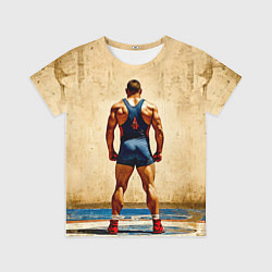 Футболка детская Греко-римский борец на бежевом, цвет: 3D-принт