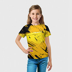 Футболка детская Желтая краска на черном фоне, цвет: 3D-принт — фото 2