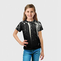 Футболка детская Белые брызги на черном, цвет: 3D-принт — фото 2