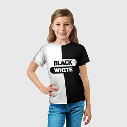 Футболка детская Black white пополам, цвет: 3D-принт — фото 2