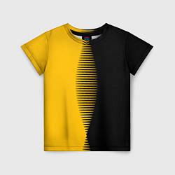 Футболка детская Чёрно-жёлтый пополам с переходом, цвет: 3D-принт