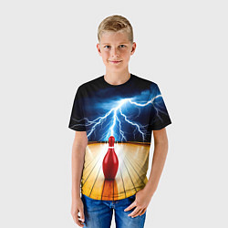 Футболка детская Кегля для боулинга и молния, цвет: 3D-принт — фото 2