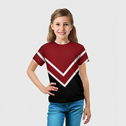 Футболка детская Красный с чёрным и белые полосы, цвет: 3D-принт — фото 2