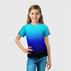 Футболка детская Градиент мозаика из голубого в чёрный, цвет: 3D-принт — фото 2