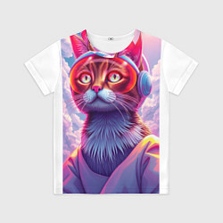 Футболка детская Кот космонавт удивлен, цвет: 3D-принт