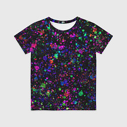 Футболка детская Чёрный с разноцветными брызгами, цвет: 3D-принт