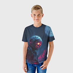 Футболка детская Скелет космонавта под луной, цвет: 3D-принт — фото 2