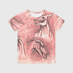 Футболка детская Черепа лошадей - эскиз, цвет: 3D-принт