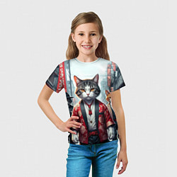 Футболка детская Котики якудза, цвет: 3D-принт — фото 2