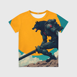 Футболка детская Киберчеловек-волк, цвет: 3D-принт