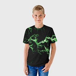 Футболка детская Lightning green glow, цвет: 3D-принт — фото 2