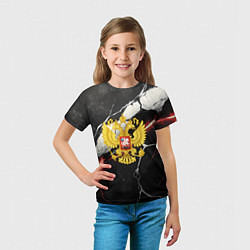 Футболка детская Герб России на объемной черной текстуре, цвет: 3D-принт — фото 2