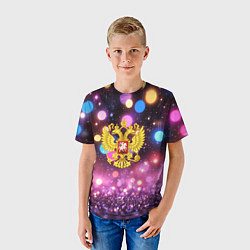 Футболка детская Герб России на фоне бокке, цвет: 3D-принт — фото 2