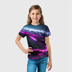 Футболка детская Фентази город неон, цвет: 3D-принт — фото 2