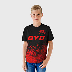 Футболка детская BYD - red gradient посередине, цвет: 3D-принт — фото 2