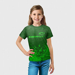 Футболка детская Chevrolet - green gradient посередине, цвет: 3D-принт — фото 2