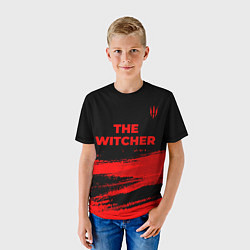 Футболка детская The Witcher - red gradient посередине, цвет: 3D-принт — фото 2