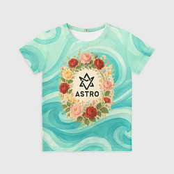 Футболка детская Astro винтажный логотип с цветами, цвет: 3D-принт