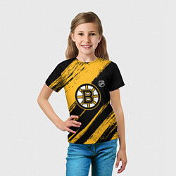 Футболка детская Бостон Брюинз - брызги краски, цвет: 3D-принт — фото 2